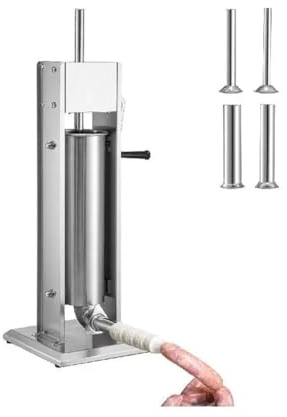 CASEGO Sausage Stuffer, Manual Sausage Stuffer, Stainless Steel Making Sausage Vertical Maker, with 5 Filling Funnels, Sausage