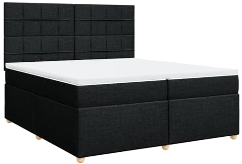 vidaXL Ramsäng med madrass svart 200x200 cm tyg