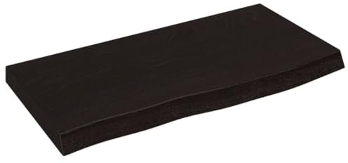 Makastle Waschtischplatte Holzbohlen Ideal für Aufsatzwaschbecken, Tischplatte Holzplatte Baumkanten-Platte für Heimwerker, Arbeitsplatten, Dunkelbraun 60x30x(2-4) cm Massivholz Behandelt