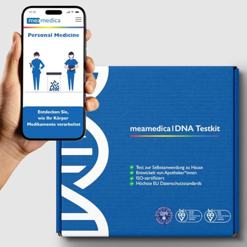 Meamedica Persönlicher Arzneimittel-DNA-Test Selbsttest für Medikamente | weniger Nebenwirkungen | Gesundheit und Depressionen | Gene CYP1A2, CYP2D6, CYP3A4, COMT, SLCO1B1 | Medikation und Dosierung