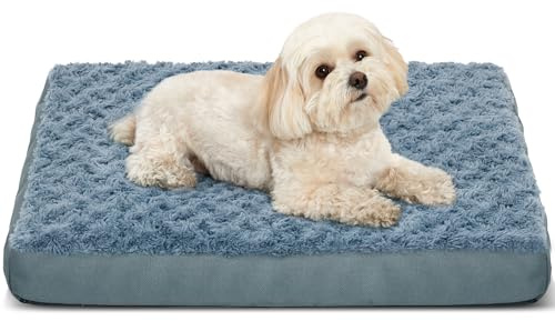 Kimpets Orthopedic Dog Beds for Crate with Removable Washable Cover Egg-Crate Foam Pet Pad Mat with Anti-Slip Bottom,Waterproof Dog Beds Small Sized，20x16 Inch
