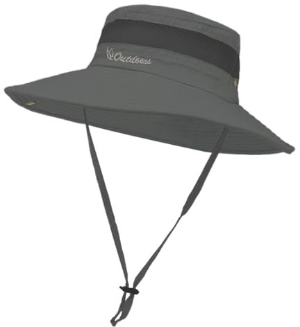 Sonnenhut Damen Herren, UV Schutz 50 Sommerhut, Faltbar Wanderhut Damen Schnell Dry, mit Kinnrieme Breite Krempe Mesh, Sommerhüte Fischerhut Safarihut für Frauen Sommer Outdoor Aktivitäten (Grau)