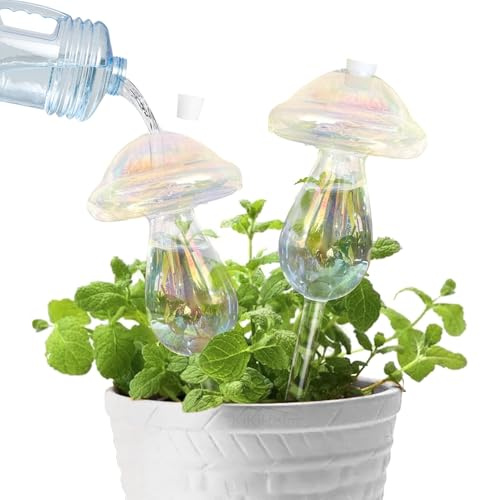 Lot de 2 boules d'irrigation en verre coloré pour plantes - Arrosage automatique des plantes d'intérieur - Distributeur d'eau pour plantes d'intérieur - Pour l'intérieur, le jardin, le balcon (2