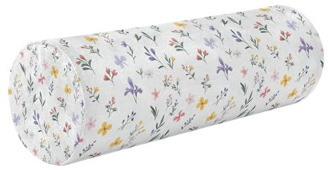 Nackenrolle, runde Kissen zum Schlafen, Zylinderkissen, runder Nackenrollenbezug mit Reißverschluss, Frühlingsblumen, Orchidee, Weiß