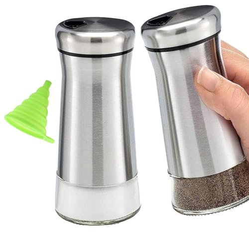 Salt and Pepper Sets,2PCS Salt and Pepper Shaker,Pepper Grinder,Dredger Shaker with Rotating Lid,Salt Pot,Adjustable Spice Jar,for Spices, Salt, Pepper,Cumin,Chilli Powder for Home Kitchen Restaurant