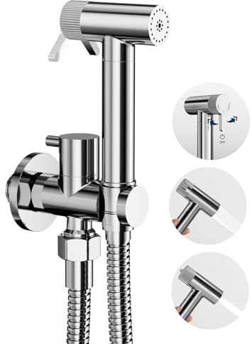 Bidet handbrause,Chrom toiletten dusche,2 Wasserstrahl-Modi,Kein Drücken Erforderlich,Multifunktionale bidet brause,Toilettendusche mit Halter und Schlauch,Für die Badezimmerreinigung