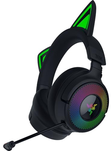Razer Kraken Kitty V3 Pro Wireless RGB Gaming Headset: Chroma RGB Kitty Ears - 2.4 GHz, Bluetooth 5.3, USB A - Super Wideband Mic - 40mm Drivers - THX Spatial Audio - Comfortable Ear Cushions - Black
