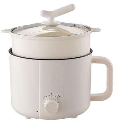 Olla eléctrica con vaporera de acero inoxidable, sartén multifuncional de calentamiento rápido, portátil, antiadherente, ideal for preparar fideos shabu-shabu, sopas y avena.