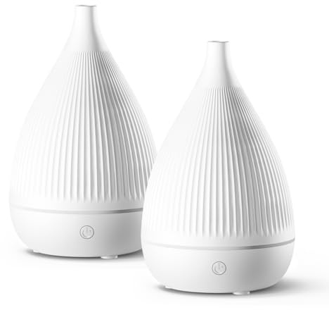 Soulorigin Aromatherapy Diffuser with 7-Color Night Light, Ultrasonic Essential Oil Diffuser, Ultra-Quiet Humidifier with Auto Shut-Off, 100ml*2 for Home-White