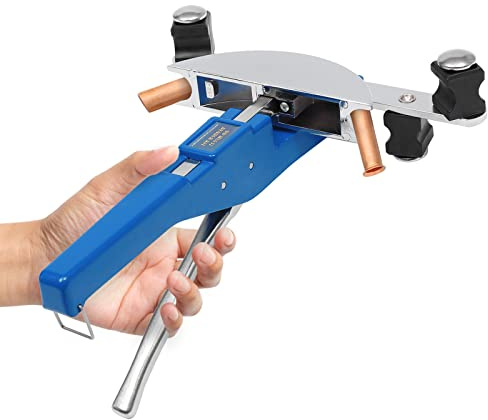 Rohrbieger, 6-22mm Rohrbiegemaschine Tragbar Handrohrbieger mit Entgrater und Biegeköpfe, Biegewinkel 90°, Rohrbiegegerät kann für Kupferrohren, Aluminiumrohren (Blau)