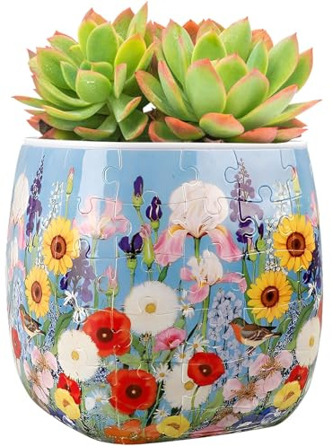 KTCINA 3D Flower Pot Puzzle, 96pcs Plastic 3D Vase Puzzle for Adults, DIY Plastic Vase, ome and Office Decoration Flower Pots for Indoor Cactus, Succulents Pots 11x11x11cm(Style3)