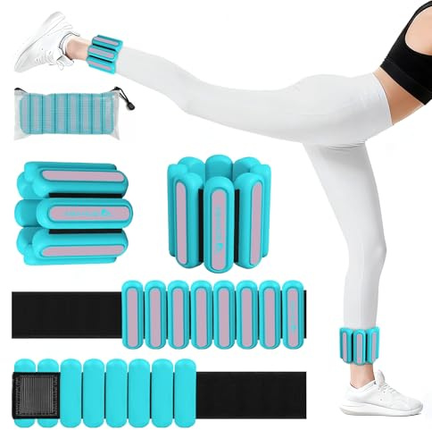 Abahub Gewichtsmanschetten Hand Fuß Handgelenk Gewichte Set2er (Je 0.45kg) | für Beine und Arme Wrist Ankle Weights verstellbar für Zuhause Heimtraining, Laufen, Yoga & Pilates Set2er (insgesamt 0.9kg)