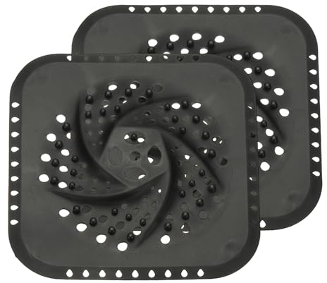 sourcing map 2 Pcs Square Drain Cover, 5.7 Inch Shower Hair Catcher Drain Cover for Shower Room Bathtubs Kitchen Sink Laundry Room, Black