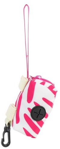 DIKACA Dispensador Compacto para Bolsas de Excrementos de Perro Colgante Portátil con Gancho para Paseo Práctico Soporte para Bolsas Higiénicas Exteriores Color Rosa para Uso Diario