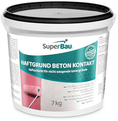 SuperBau BETON KONTAKT 7kg (≈23m²) Haftgrundierung mit Quarzsand – Haftgrund für Beton, Putz & Fliesen, rosa Haftbrücke für glatte, nicht saugende Untergründe, innen & außen