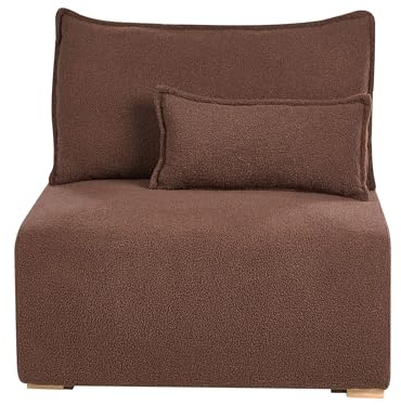Fåtölj Boucle Modulär 1-sits Sittmodul Fällbart Ryggstöd Sovfåtölj med Förvaring Brun Nerbo