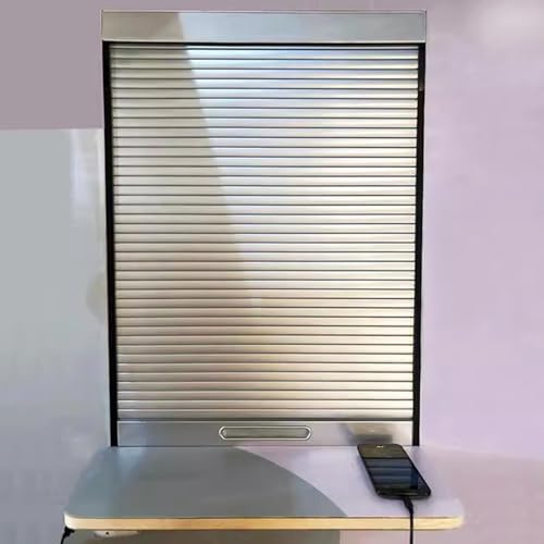 Innovz Sliding Cabinet Tambour Door Light Gray, Kitchen Appliance Storage Cabinet Shutter Door, Appliance Garage Pull Up Gate ABS Plastic(24x36in(61x91cm))