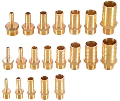 Racores de empalme con espiga de latón, Conector de púas latón, accesorio tubería rosca macho, cabezal pagoda, paquete 2 for manguera 1/8, 1/4, 3/8 (4-19 mm)(3-8Inch(12mm))