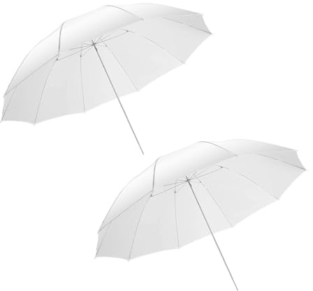 BOLLUMA 2 Packungen Fotostudio 109 cm Blitzlichtdurchlässiger weißer weicher Regenschirm, Beleuchtung reflektierend, Fotografie-Regenschirm für Videostudio, Fotoaufnahmen