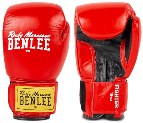 BENLEE Fighter Leder-Boxhandschuhe für das Training mit Klettverschluss | Boxhandschuhe aus Rindsleder mit mehrschichtiger Schaumstoffpolsterung & Handgelenkstabilisierung, ideal zum Boxen & Sparring