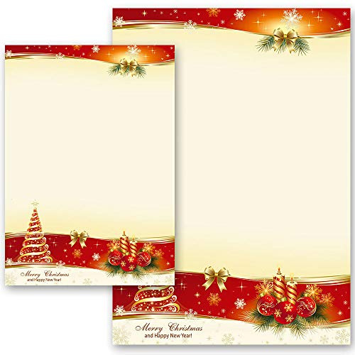 50 Blatt Briefpapier Weihnachten BESINNLICHE WEIHNACHT - DIN A5 Format - Paper-Media