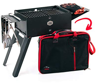 Gizzo Barbecue Grilia a Carbone, Barbecue Grilia Pieghevole Portatile per Picnic all'aperto, Campeggio (Chef Set)