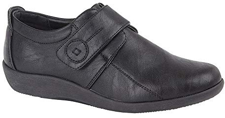 Boulevard Womens Wide Fit Shoes with Touch Fastening Black (EE Fitting)