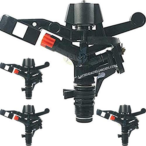 Suinga Pack 10 Aspersor de riego Agricola 3/4'' | Aspersores de riego cesped 13 a 18 m | Aspersor de Jardin Angulo Ajustable 0 a 360º, Negro