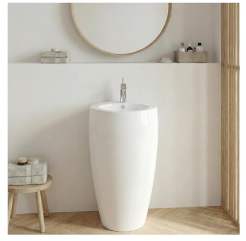 MOB-IN Lavabo Colonne en céramique Blanche 52x85x53cm
