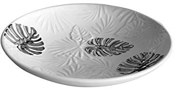 Dreamlight Cuenco Decorativo Moderno frutero Cuenco de cerámica Blanco/Plateado diámetro 25 cm