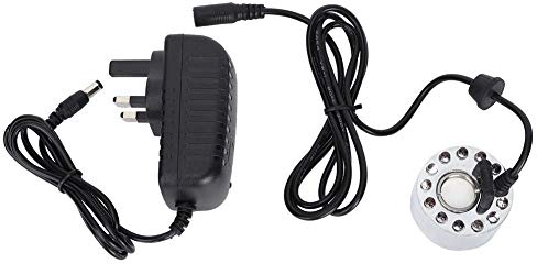 YOUTHINK Mist Maker Aquarium 12 LED Light Color Change Ultrasonic Mist Maker Atomizer Water Fountain Pond Indoor Outdoor Fountain Mister Foggers Silver (UK)