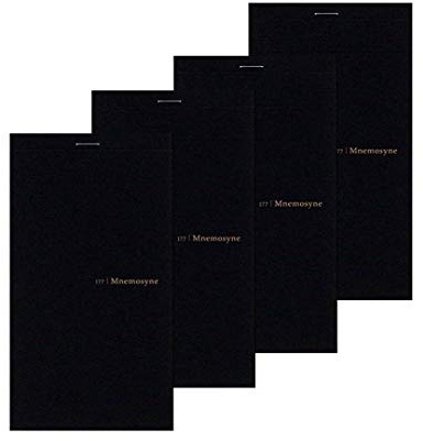 Maruman MNEMOSYNE Notizblock, 17,8 x 9,9 cm, doppelte Perforation, 5 mm kariert, 50 Blatt (N177A) 4er-Pack