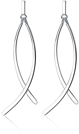 SLUYNZ 925 Sterling Silber Bar Ohrringe Hängend für Damen Mädchen Minimalistische Ohrringe Ohrhänger