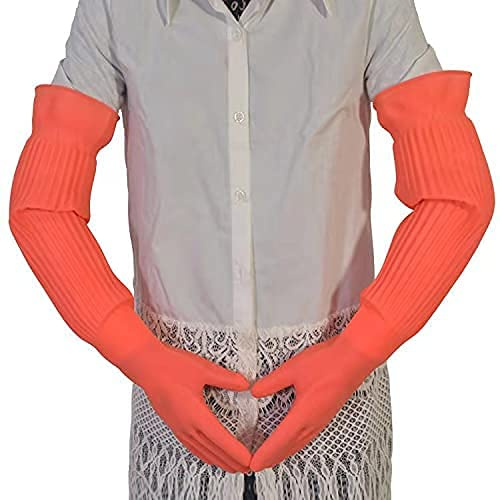 45/55 cm verlängerte, ultra-lange wasserdichte Gummihandschuhe für Schüssel, Geschirr, Latex-Handschuhe (45 cm, L)