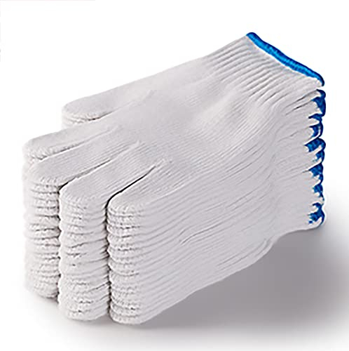 Herren Dicke weiße Baumwoll-Arbeitsschutzhandschuhe, 36/72 Paar gestrickte leichte Sicherheits-Arbeitshandschuhe für Industrie, Grill, BAU und Garten,6 packs/72 Pairs