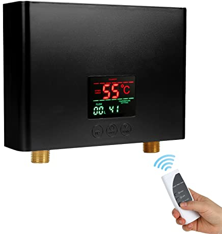 Chauffe-eau électrique sans réservoir - 3 kW 220 V - Petit chauffe-eau instantané - Sans réservoir - Pour cuisine, salle de bain - Suspendu au mur - 30 à 55 °C - Affichage numérique - Prêt à brancher