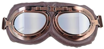 TMDGG Vintage Motorradbrille Motorradbrille Retro Helm Fahrradbrille Sport staubdicht Leder (Farbe: Silberfarbene Linse)