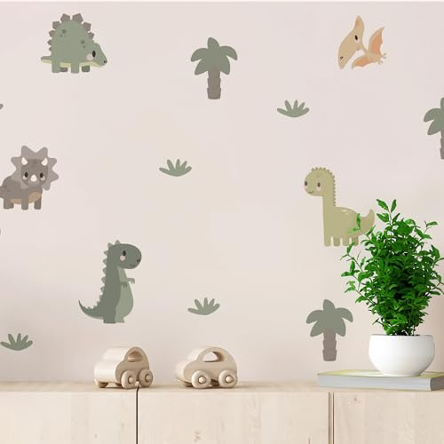 Klebekerlchen® | Wandtattoo Kinderzimmer Junge & Mädchen, Wandsticker selbstklebend, wiederverwendbare Kinderzimmer Deko, Wandtattoo Dinosaurier - Dino Sticker (Set mit 13 Motiven)