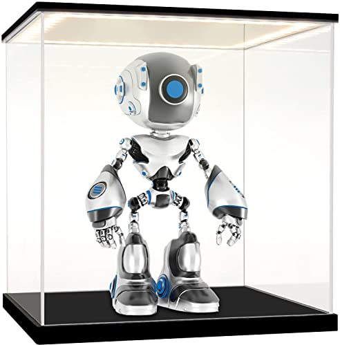 Huijintao Vitrina Expositora para Colecciones, Caja Metacrilato Transparente con luz LED, Vitrina Metacrilato, Urna Metacrilato Expositor Vitrina para Colecciones, Miniaturas, Figuritas (25x25x25 cm)