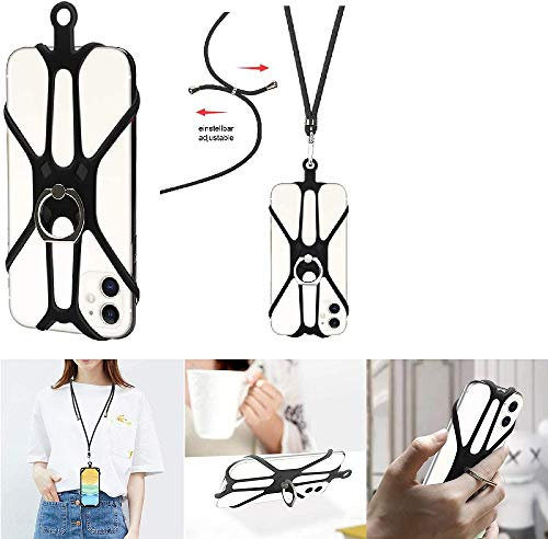 K-S-Trade Lanyard For Doro 8050 3in1 Mobile Phone Chain Cord Mobile Cellphone Cord Stand Lanyard Neck Strap Necklace Keychain Phone Ring Compatible With Doro 8050 Detachabel, Black 1x