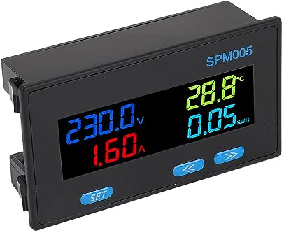 Voltmetro digitale Amperometro, AC60-300V 20A 100A 200A Display LCD Volt Amp Meter, 8 in 1 Multimetro Amp Volt Gauge con trasformatore di corrente, ℃, PF, KW, HD, Hz, KWH (100 A)