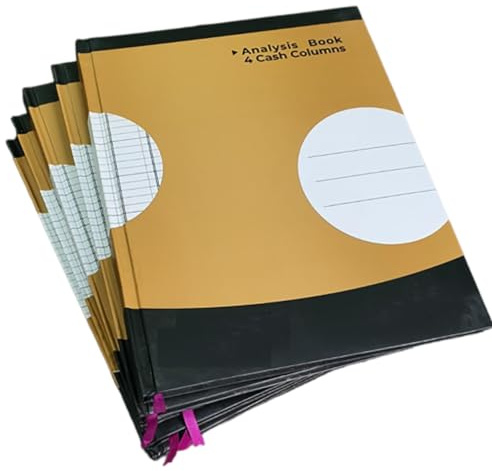 Cash Analysis Book, Daily Record Bookkeeping 4 Column Across Accounting Ledger, Home Office, Shop, Petty Cash, Debit, Credit Use, 100 Pages Hard Bind Cover