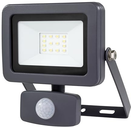REV Faretto LED per esterni FLARE - Lampada da parete con sensore di movimento, 30 W, 900 lumen, 6500 kelvin, lampada da parete IP65, ideale per cortile, capannone auto e garage, antracite
