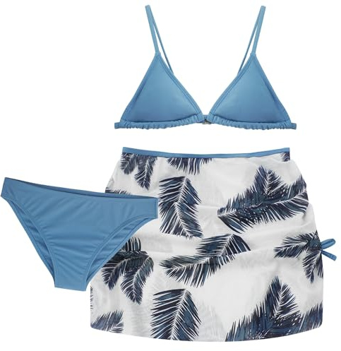 Happy Cherry - Baddräkt bebis flicka för simning strand surfing badkläder flickor bikini tankini sommar tredelat set badkläder UV-skydd bikinitopp kjol trosor - 8–15 år, Blå 2, 10-11 år