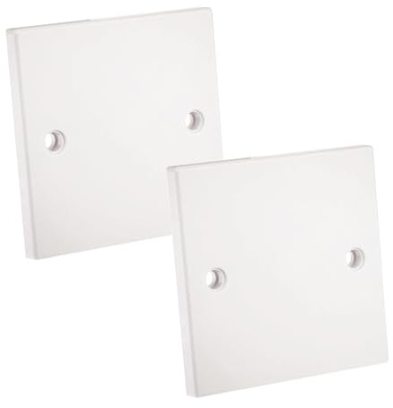 rhinocables Waterproof Blanking Socket Plate – Single White Cover for Unused UK Plug & Light Switch Back Boxes | Electric Wall Fitting with Screws for Clean Wiring in Homes & Offices (Pack of 2)