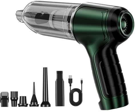 Airify Pro Vac, Airify Car Vacuum, 3 IN 1 Handstaubsauger Stark, Auto Staubsauger Kabellos, Wiederaufladbarer Nass & Trocken Mini Staubsauger, Tragbar Elektrische Staubgebläse für Auto, Haus (Grün)