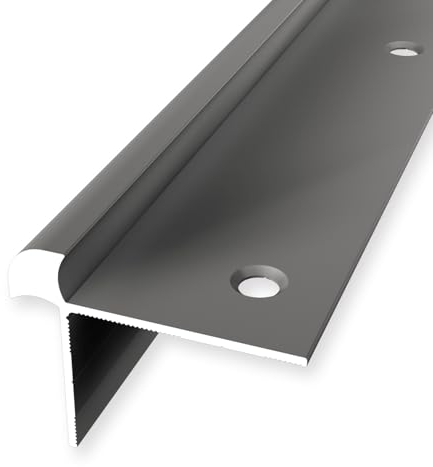 Treppenkantenprofil 33 x 43 x 2500 mm Winkelprofil Aluminium Glatt Doppelt Versetzt Versenkt Gebohrt Edelstahl Einfasshöhe 8 mm Küberit
