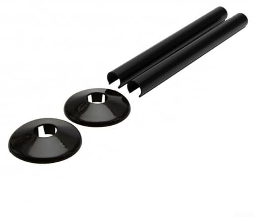 2 Pack Plastic Pipe Covers Sleeve For 15Mm Pipes Decorative Covers Pipe Fittings Accessories For Bathroom Kitchen Radiator Pipe Covers(Black)