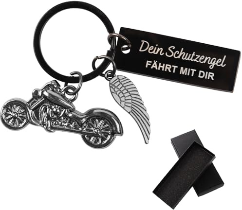 MEJOSER Geschenk für Männer Schlüsselanhänger Motorrad Auto Schutzengel Fahr Vorsichtig Glücksbringer Anhänger Drive Safe Führerschein Bestanden Geschenke für Männer Frauen Papa Motorradfahrer