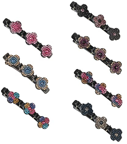 7 Stück Doppelschicht Haarspange, Geflochtene Haarspangen Haarspangen mit Funkelnden Kristallsteinen Glitzer Strass-Haarspange Elegante Haarstyling Clips für Frauen Mädchen
